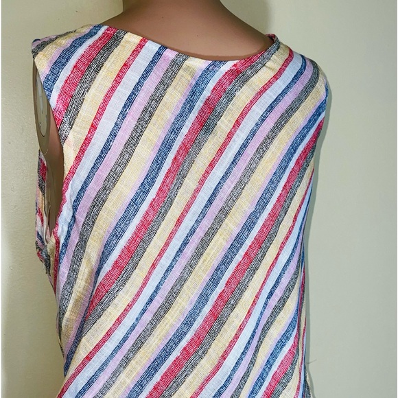 COCO BIANCO STRIPED TOP WOMENS TIED TO THE SIDE SLEEVELESS COLOR YELLOW SIZE M - Picture 10 of 13